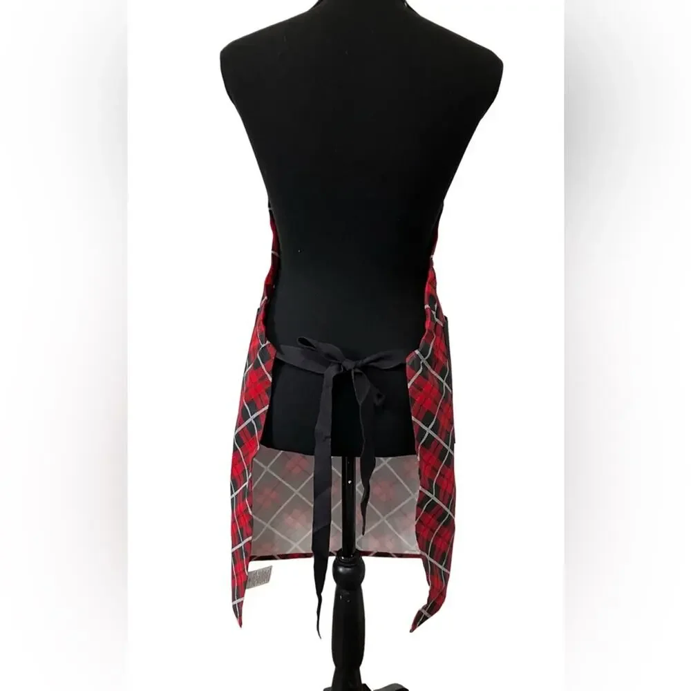 EMERIL LAGASSE Red and Black Plaid Kitchen Apron OSFM